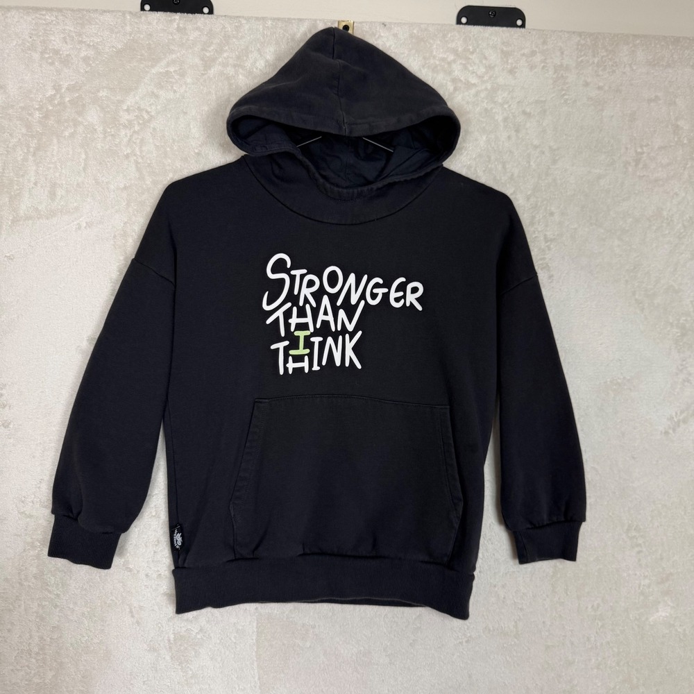 Marks & Spencer x The Doodle Boy Kids Black Hoodie Stronger Than I Think 7-8 Yrs